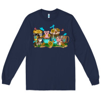 Navy farm cute animals with sunflower coffee cups Long Sleeve Tee - NancyCooperArtShop
