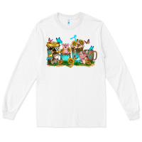 White farm cute animals with sunflower coffee cups Long Sleeve Tee - NancyCooperArtShop