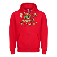 Red my worth is not defined by my size Zipper Hoodie - MaliasSmallBusiness