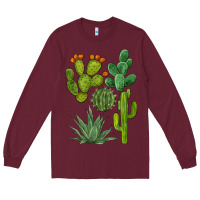 Burgundy watercolor cactus bundle preview Long Sleeve Tee - BarkalooDesign