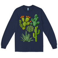 Navy watercolor cactus bundle preview Long Sleeve Tee - BarkalooDesign