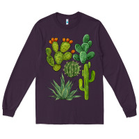 Plum watercolor cactus bundle preview Long Sleeve Tee - BarkalooDesign