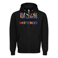 Black 100 days of embracing differences Zipper Hoodie - MaliasSmallBusiness