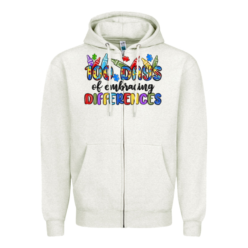 100 Days Of Embracing Differences Zipper Hoodie by MaliasSmallBusiness | Teevron