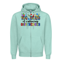 Seafoam 100 days of embracing differences Zipper Hoodie - MaliasSmallBusiness