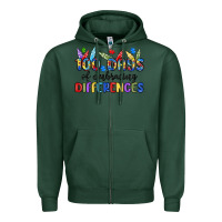 Sports Green 100 days of embracing differences Zipper Hoodie - MaliasSmallBusiness