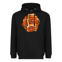 Black Thanksgiving Turkey With Tartan Patch Heavyweight Hoodie - BundleAndBundleShop