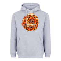 Heather Grey Thanksgiving Turkey With Tartan Patch Heavyweight Hoodie - BundleAndBundleShop