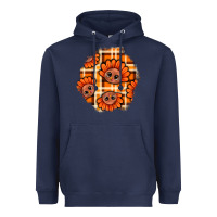 Navy Thanksgiving Turkey With Tartan Patch Heavyweight Hoodie - BundleAndBundleShop
