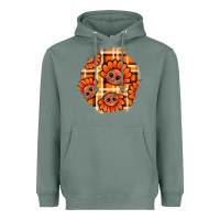 Sage Thanksgiving Turkey With Tartan Patch Heavyweight Hoodie - BundleAndBundleShop