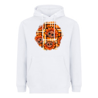 White Thanksgiving Turkey With Tartan Patch Heavyweight Hoodie - BundleAndBundleShop