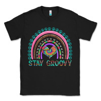 Black stay groovy with rainbow and heart Classic Tee - Artiststas