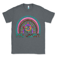 Charcoal Heather stay groovy with rainbow and heart Classic Tee - Artiststas