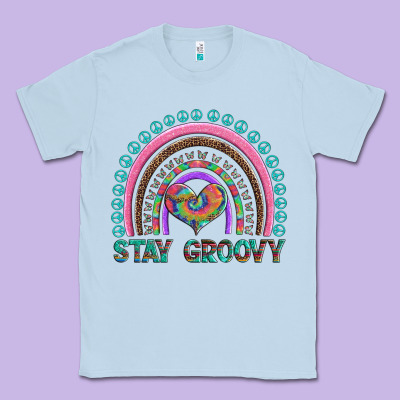 Stay Groovy With Rainbow And Heart Classic Tee Designed By Artiststas