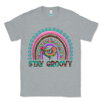 Heather Grey stay groovy with rainbow and heart Classic Tee - Artiststas