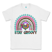 White stay groovy with rainbow and heart Classic Tee - Artiststas