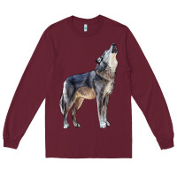 Burgundy wolf Long Sleeve Tee - LillyAllenDesigns