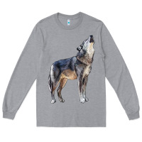 Heather Grey wolf Long Sleeve Tee - LillyAllenDesigns