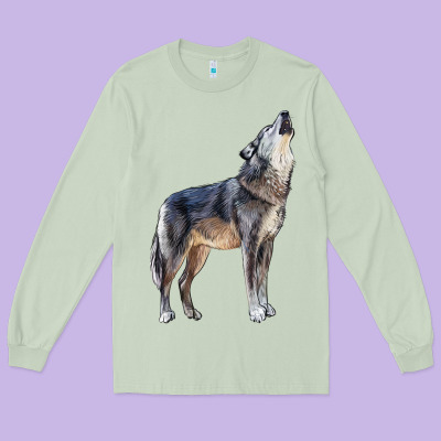 Wolf Long Sleeve Tee Designed By Lillyallendesigns
