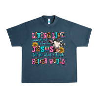 Midnight Navy living life somewhere between jesus take the wheel Urban Heavy Tee - AdoDesignShop