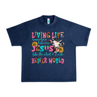 Navy living life somewhere between jesus take the wheel Urban Heavy Tee - AdoDesignShop