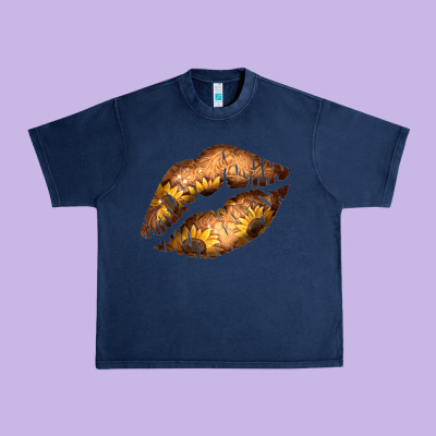 Western Sunflower Lips Urban Heavy Tee Designed By Bettercallsaul