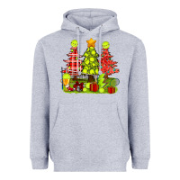 Heather Grey Christmas With Tennis Trees Heavyweight Hoodie - BundleAndBundleShop