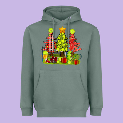 Christmas With Tennis Trees Heavyweight Hoodie Designed By Bundleandbundleshop