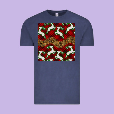 Christmas Deer And Plaid Seamless Pattern Vintage Tee Designed By Bundleandbundleshop
