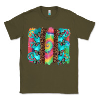 Army Green hippie peace sign butterfly leopard and tie dye brushstroke Classic Tee - Artiststas