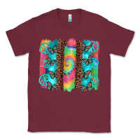 Burgundy hippie peace sign butterfly leopard and tie dye brushstroke Classic Tee - Artiststas