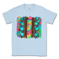 Dusty Blue hippie peace sign butterfly leopard and tie dye brushstroke Classic Tee - Artiststas