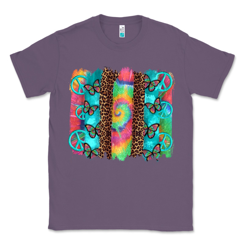 Hippie Peace Sign Butterfly Leopard And Tie Dye Brushstroke Classic Tee by Artiststas | Teevron