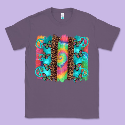 Hippie Peace Sign Butterfly Leopard And Tie Dye Brushstroke Classic Tee Designed By Artiststas