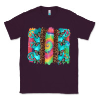 Plum hippie peace sign butterfly leopard and tie dye brushstroke Classic Tee - Artiststas
