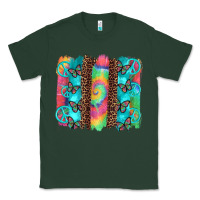 Sports Green hippie peace sign butterfly leopard and tie dye brushstroke Classic Tee - Artiststas