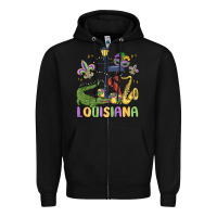 Black louisiana mardi gras Zipper Hoodie - MaliasSmallBusiness