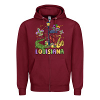 Burgundy louisiana mardi gras Zipper Hoodie - MaliasSmallBusiness