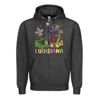 Charcoal Heather louisiana mardi gras Zipper Hoodie - MaliasSmallBusiness