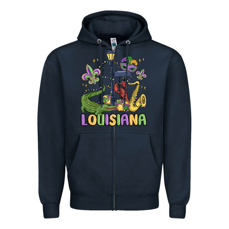 Louisiana Mardi Gras Zipper Hoodie by MaliasSmallBusiness | Teevron