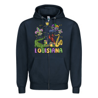 Navy louisiana mardi gras Zipper Hoodie - MaliasSmallBusiness