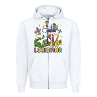 White louisiana mardi gras Zipper Hoodie - MaliasSmallBusiness