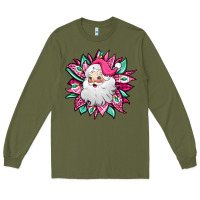 Army Green pink Christmas Santa Claus sunflower Long Sleeve Tee - Jasminsmagicworld