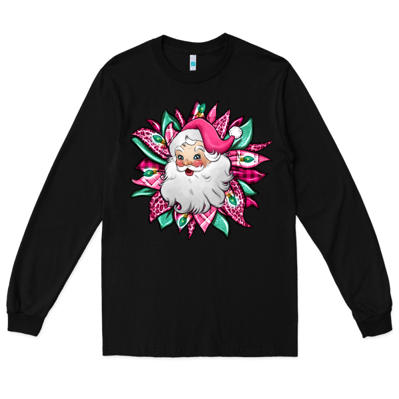 Pink Christmas Santa Claus Sunflower Long Sleeve Tee by Jasminsmagicworld | Teevron