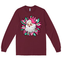 Burgundy pink Christmas Santa Claus sunflower Long Sleeve Tee - Jasminsmagicworld