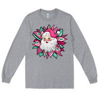 Heather Grey pink Christmas Santa Claus sunflower Long Sleeve Tee - Jasminsmagicworld