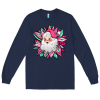 Navy pink Christmas Santa Claus sunflower Long Sleeve Tee - Jasminsmagicworld