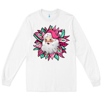 White pink Christmas Santa Claus sunflower Long Sleeve Tee - Jasminsmagicworld