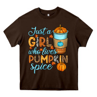 Chocolate Brown Just a girl who loves pumpkin spice Heavy Core Tee - RanaPortraitStore