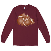 Burgundy football patch Long Sleeve Tee - AdoDesignShop